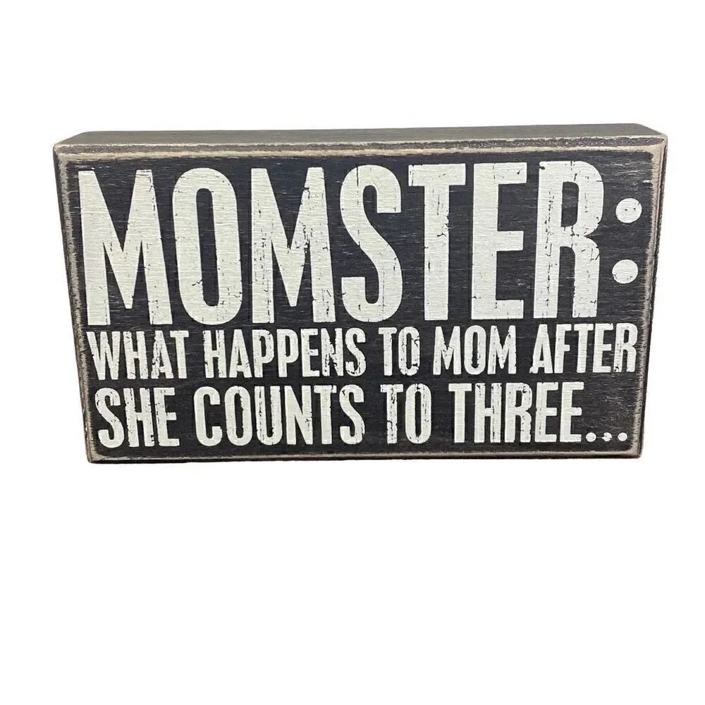 Momster Box Sign Black White Distressed